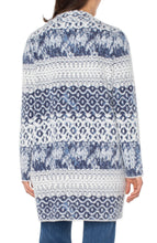 Load image into Gallery viewer, LIVERPOOL OPEN FRONT COATIGAN SWEATER - NAVY SHIBORI MIXED TEXTURE
