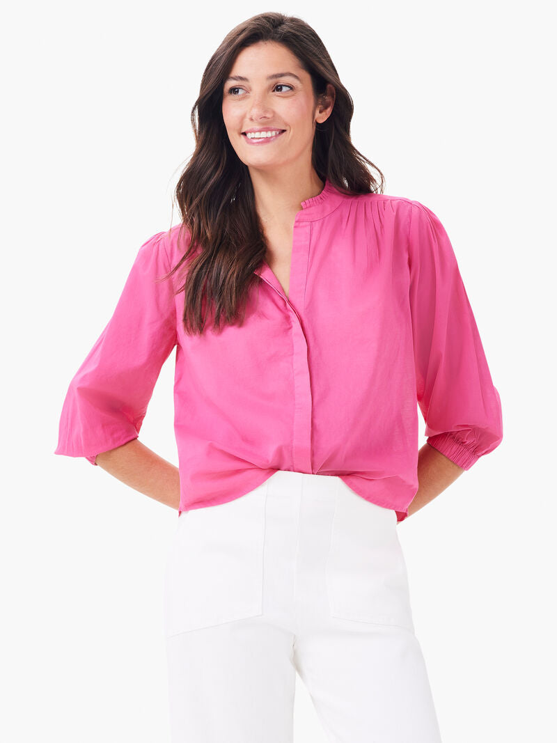 NIC+ZOE COTTON GIRLFRIEND SHIRT - WILD PINK