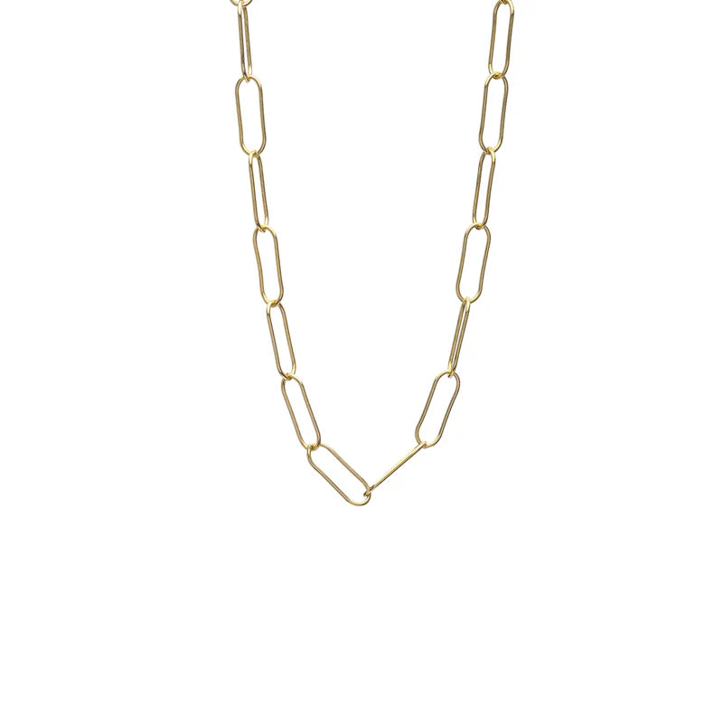 KENDA KIST OVAL PAPERCLIP NECKLACE SHORT - GOLD FILLED