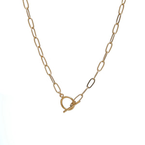 KENDA KIST PAPER CLIP CHAIN TOGGLE NECKLACE - GOLD FILLED