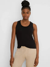 Load image into Gallery viewer, NZT BY NIC+ZOE RUFFLE NECK COTTON SLUB LAYER TANK - BLACK ONYX
