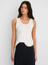 Load image into Gallery viewer, NZT BY NIC+ZOE RUFFLE NECK COTTON SLUB LAYER TANK - PAPER WHITE
