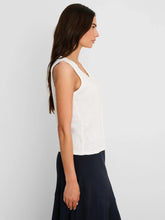 Load image into Gallery viewer, NZT BY NIC+ZOE RUFFLE NECK COTTON SLUB LAYER TANK - PAPER WHITE
