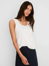 Load image into Gallery viewer, NZT BY NIC+ZOE RUFFLE NECK COTTON SLUB LAYER TANK - PAPER WHITE
