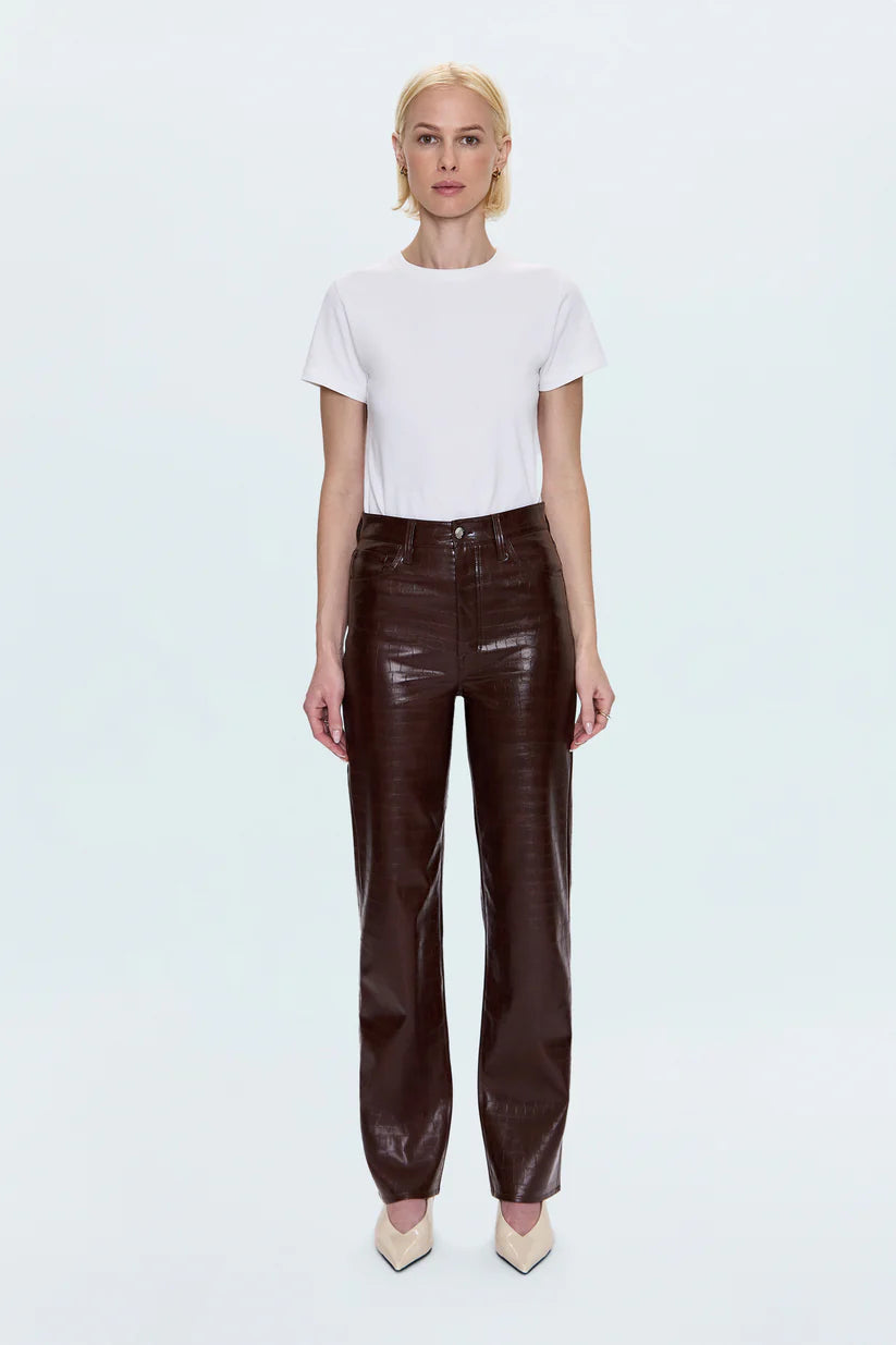 PISTOLA CASSIE SUPER HIGH RISE STRAIGHT PANT - TOBACCO CROC
