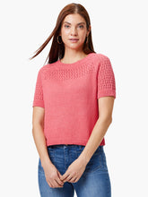 Load image into Gallery viewer, NIC+ZOE PLACED CROCHET SWEATER TEE - CORAL
