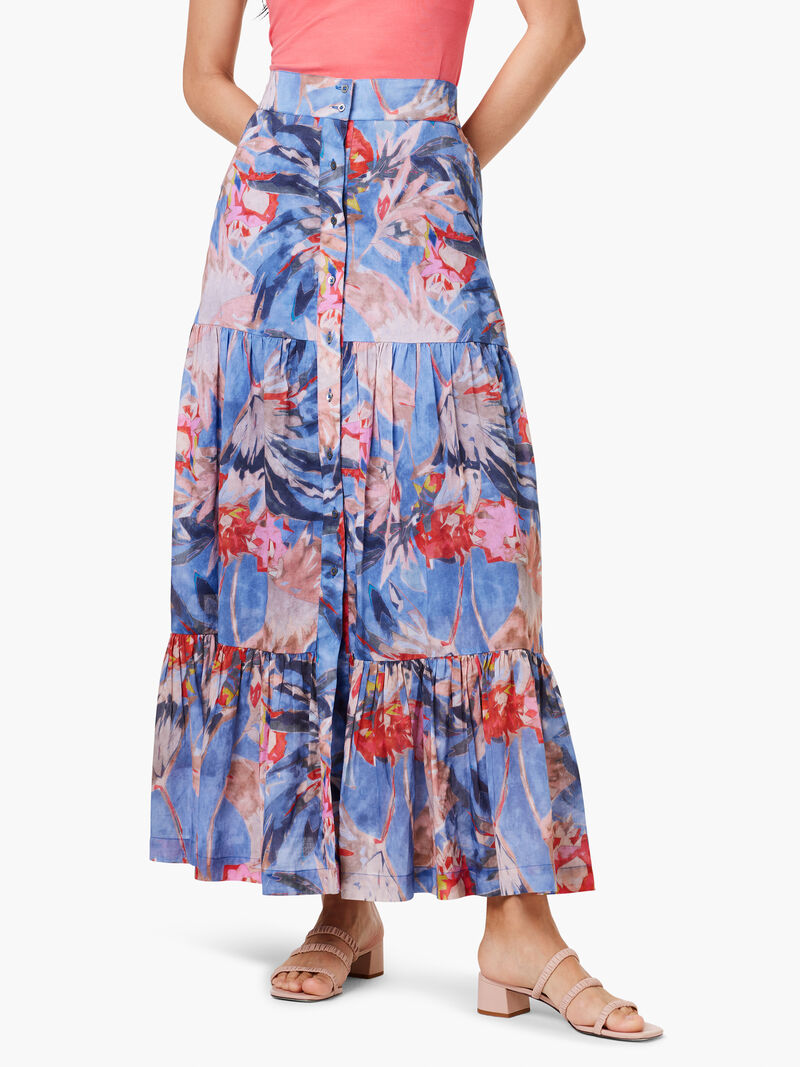 NIC+ZOE DREAMSCAPE TIERED SKIRT - BLUE MULTI