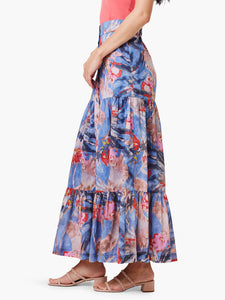 NIC+ZOE DREAMSCAPE TIERED SKIRT - BLUE MULTI