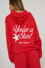 Load image into Gallery viewer, THE MAYFAIR GROUP YOU ARE A STAR WAFFLE HOODIE - RED
