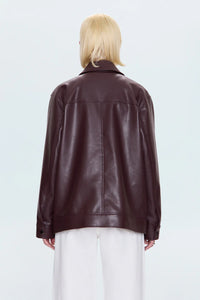 PISTOLA VALERIE FAUX LEATHER BOMBER JACKET - CABERNET
