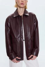 Load image into Gallery viewer, PISTOLA VALERIE FAUX LEATHER BOMBER JACKET - CABERNET
