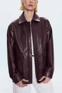 PISTOLA VALERIE FAUX LEATHER BOMBER JACKET - CABERNET
