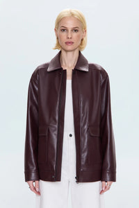 PISTOLA VALERIE FAUX LEATHER BOMBER JACKET - CABERNET