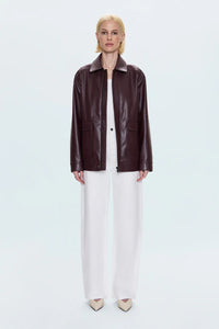 PISTOLA VALERIE FAUX LEATHER BOMBER JACKET - CABERNET