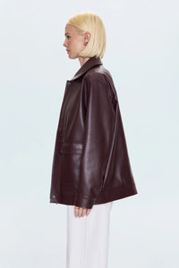 PISTOLA VALERIE FAUX LEATHER BOMBER JACKET - CABERNET