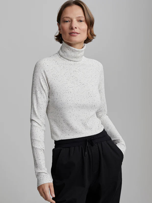 VARLEY ROYA ROLLNECK LONG-SLEEVE TEE - EGRET/BLACK