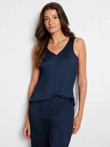 NIC+ZOE CRINKLE CREPE TANK - DARK INDIGO