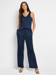 NIC+ZOE CRINKLE CREPE TANK - DARK INDIGO