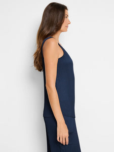 NIC+ZOE CRINKLE CREPE TANK - DARK INDIGO