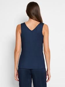 NIC+ZOE CRINKLE CREPE TANK - DARK INDIGO