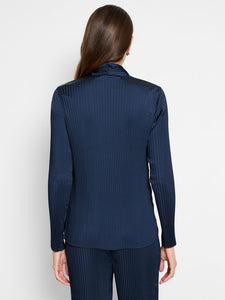 NIC+ZOE CRINKLE CREPE SHIRT - DARK INDIGO