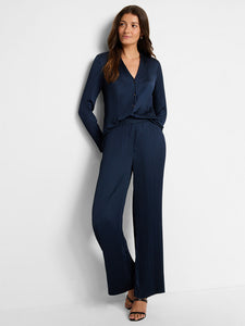 NIC+ZOE 31" CRINKLE CREPE WIDE LEG PANT - DARK INDIGO