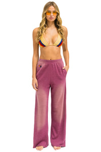 AVIATOR NATION ESSENTIAL WIDE LEG POCKET SWEATPANTS - FADED BERRY