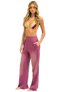 AVIATOR NATION ESSENTIAL WIDE LEG POCKET SWEATPANTS - FADED BERRY