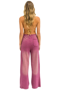 AVIATOR NATION ESSENTIAL WIDE LEG POCKET SWEATPANTS - FADED BERRY