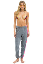 Load image into Gallery viewer, AVIATOR NATION 5 STRIPE SWEATPANTS - HEATHER GREY // NEON
