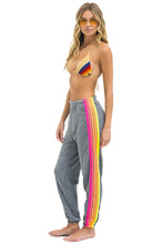 Load image into Gallery viewer, AVIATOR NATION 5 STRIPE SWEATPANTS - HEATHER GREY // NEON
