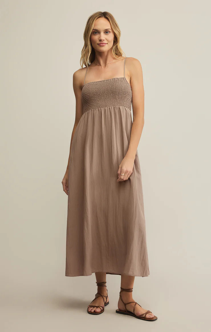Z SUPPLY BEACHSIDE MIDI DRESS - ICED COFFEE