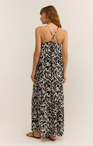 Z SUPPLY COCKTAIL HOUR LEAF MAXI DRESS - BLACK