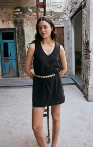 Z SUPPLY SLOANE V-NECK MINI DRESS - BLACK