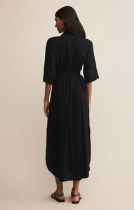 Z SUPPLY BRISE LINEN MIDI SHIRT DRESS - BLACK