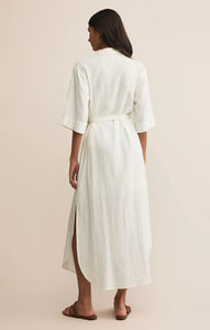 Z SUPPLY BRISE LINEN MIDI SHIRT DRESS - WHITE