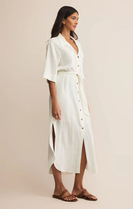 Z SUPPLY BRISE LINEN MIDI SHIRT DRESS - WHITE