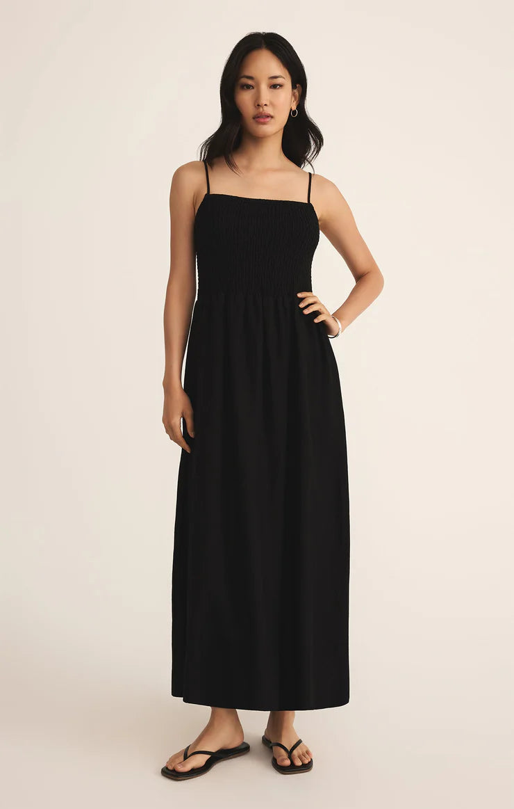 Z SUPPLY BAYSIDE LINEN MAXI DRESS - BLACK