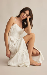 Z SUPPLY CITADELLE EMBROIDERED LINEN MAXI DRESS - WHITE