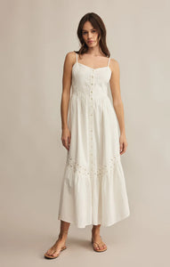 Z SUPPLY CITADELLE EMBROIDERED LINEN MAXI DRESS - WHITE