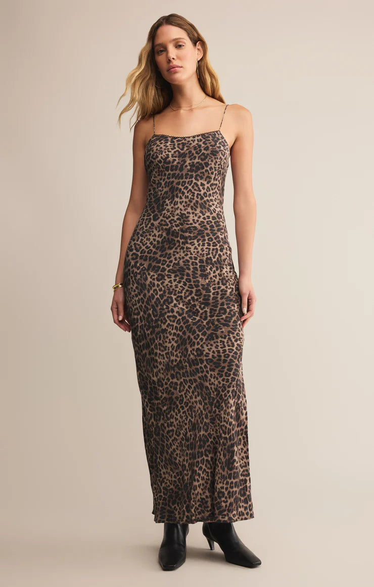 Z SUPPLY CIELO LEOPARD MIDI DRESS - DESERT TAN