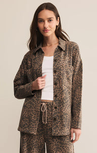 Z SUPPLY ALL DAY KNIT LEOPARD JACKET - DESERT TAN