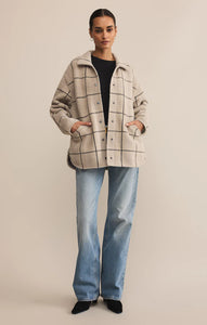 Z SUPPLY BRONX PLAID SWEATER KNIT JACKET - FROST