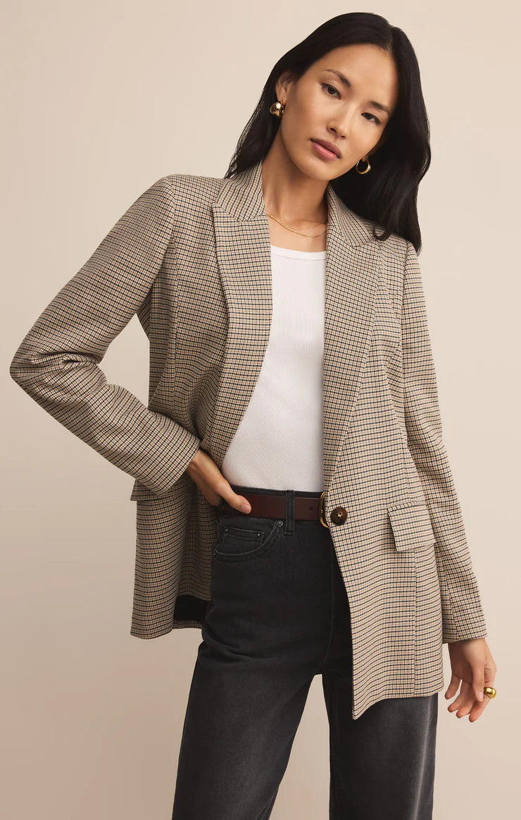 Z SUPPLY ELITE PLAID BLAZER - SAND