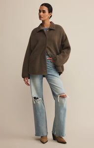 Z SUPPLY BRONX SWEATER KNIT JACKET - TAVERN