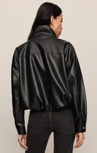 Load image into Gallery viewer, Z SUPPLY CORIN FAUX LEATHER BUBBLE JACKET - BLACK

