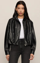 Load image into Gallery viewer, Z SUPPLY CORIN FAUX LEATHER BUBBLE JACKET - BLACK
