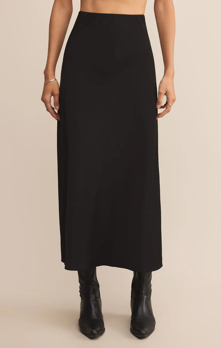 Z SUPPLY IZABEL LUXE SATIN SKIRT - BLACK
