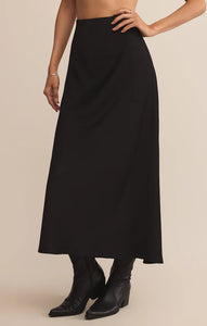 Z SUPPLY IZABEL LUXE SATIN SKIRT - BLACK