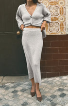 Load image into Gallery viewer, Z SUPPLY COZY MOMENT SWEATER MIDI SKIRT - FEATHER GREY
